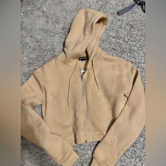 PLT Tan Cropped Hoodie - Picture 1 of 2